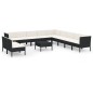 vidaXL 12-tlg. Garten-Lounge-Set mit Auflagen Poly Rattan Schwarz vidaXL 12-tlg. Garten-Lounge-Set mit Auflagen Poly Rattan Schwarz