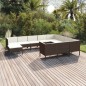 vidaXL 11-tlg. Garten-Lounge-Set mit Auflagen Poly Rattan Braun vidaXL 11-tlg. Garten-Lounge-Set mit Auflagen Poly Rattan Braun