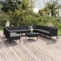 vidaXL 11-tlg. Garten-Lounge-Set mit Auflagen Poly Rattan Schwarz vidaXL 11-tlg. Garten-Lounge-Set mit Auflagen Poly Rattan Schwarz