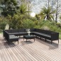 vidaXL 12-tlg. Garten-Lounge-Set mit Auflagen Poly Rattan Schwarz vidaXL 12-tlg. Garten-Lounge-Set mit Auflagen Poly Rattan Schwarz