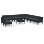 vidaXL 12-tlg. Garten-Lounge-Set mit Auflagen Poly Rattan Schwarz vidaXL 12-tlg. Garten-Lounge-Set mit Auflagen Poly Rattan Schwarz
