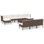 vidaXL 11-tlg. Garten-Lounge-Set mit Auflagen Poly Rattan Braun vidaXL 11-tlg. Garten-Lounge-Set mit Auflagen Poly Rattan Braun