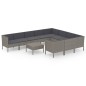 vidaXL 11-tlg. Garten-Lounge-Set mit Auflagen Poly Rattan Grau vidaXL 11-tlg. Garten-Lounge-Set mit Auflagen Poly Rattan Grau