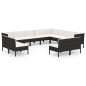 vidaXL 12-tlg. Garten-Lounge-Set mit Auflagen Poly Rattan Schwarz vidaXL 12-tlg. Garten-Lounge-Set mit Auflagen Poly Rattan Schwarz