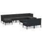 vidaXL 10-tlg. Garten-Lounge-Set mit Auflagen Poly Rattan Schwarz vidaXL 10-tlg. Garten-Lounge-Set mit Auflagen Poly Rattan Schwarz