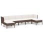 vidaXL 7-tlg. Garten-Lounge-Set mit Auflagen Poly Rattan Braun vidaXL 7-tlg. Garten-Lounge-Set mit Auflagen Poly Rattan Braun