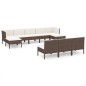 vidaXL 10-tlg. Garten-Lounge-Set mit Auflagen Poly Rattan Braun vidaXL 10-tlg. Garten-Lounge-Set mit Auflagen Poly Rattan Braun