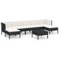 vidaXL 8-tlg. Garten-Lounge-Set mit Auflagen Poly Rattan Schwarz vidaXL 8-tlg. Garten-Lounge-Set mit Auflagen Poly Rattan Schwarz
