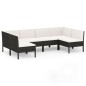 vidaXL 6-tlg. Garten-Lounge-Set mit Auflagen Poly Rattan Schwarz vidaXL 6-tlg. Garten-Lounge-Set mit Auflagen Poly Rattan Schwarz