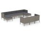 vidaXL 10-tlg. Garten-Lounge-Set mit Auflagen Poly Rattan Grau vidaXL 10-tlg. Garten-Lounge-Set mit Auflagen Poly Rattan Grau