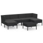 vidaXL 7-tlg. Garten-Lounge-Set mit Auflagen Poly Rattan Schwarz vidaXL 7-tlg. Garten-Lounge-Set mit Auflagen Poly Rattan Schwarz
