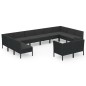 vidaXL 12-tlg. Garten-Lounge-Set mit Auflagen Poly Rattan Schwarz vidaXL 12-tlg. Garten-Lounge-Set mit Auflagen Poly Rattan Schwarz