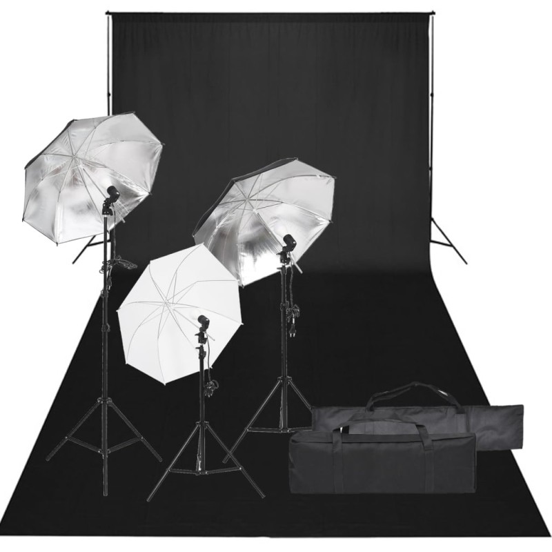 vidaXL Fotostudio-Set mit Beleuchtung und Hintergrund vidaXL Fotostudio-Set mit Beleuchtung und Hintergrund
