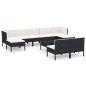 vidaXL 10-tlg. Garten-Lounge-Set mit Auflagen Poly Rattan Schwarz vidaXL 10-tlg. Garten-Lounge-Set mit Auflagen Poly Rattan Schwarz