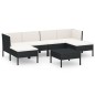 vidaXL 7-tlg. Garten-Lounge-Set mit Auflagen Poly Rattan Schwarz vidaXL 7-tlg. Garten-Lounge-Set mit Auflagen Poly Rattan Schwarz