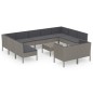 vidaXL 12-tlg. Garten-Lounge-Set mit Auflagen Poly Rattan Grau vidaXL 12-tlg. Garten-Lounge-Set mit Auflagen Poly Rattan Grau