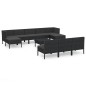 vidaXL 11-tlg. Garten-Lounge-Set mit Auflagen Poly Rattan Schwarz vidaXL 11-tlg. Garten-Lounge-Set mit Auflagen Poly Rattan Schwarz