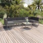 vidaXL 8-tlg. Garten-Lounge-Set mit Auflagen Poly Rattan Grau vidaXL 8-tlg. Garten-Lounge-Set mit Auflagen Poly Rattan Grau