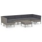vidaXL 8-tlg. Garten-Lounge-Set mit Auflagen Poly Rattan Grau vidaXL 8-tlg. Garten-Lounge-Set mit Auflagen Poly Rattan Grau