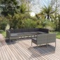 vidaXL 9-tlg. Garten-Lounge-Set mit Auflagen Poly Rattan Grau vidaXL 9-tlg. Garten-Lounge-Set mit Auflagen Poly Rattan Grau