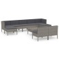 vidaXL 10-tlg. Garten-Lounge-Set mit Auflagen Poly Rattan Grau vidaXL 10-tlg. Garten-Lounge-Set mit Auflagen Poly Rattan Grau