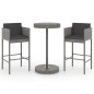 vidaXL 3-tlg. Gartenbar-Set mit Kissen Poly Rattan Grau vidaXL 3-tlg. Gartenbar-Set mit Kissen Poly Rattan Grau
