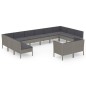 vidaXL 12-tlg. Garten-Lounge-Set mit Auflagen Poly Rattan Grau vidaXL 12-tlg. Garten-Lounge-Set mit Auflagen Poly Rattan Grau