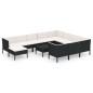 vidaXL 12-tlg. Garten-Lounge-Set mit Auflagen Poly Rattan Schwarz vidaXL 12-tlg. Garten-Lounge-Set mit Auflagen Poly Rattan Schwarz