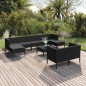 vidaXL 10-tlg. Garten-Lounge-Set mit Auflagen Poly Rattan Schwarz vidaXL 10-tlg. Garten-Lounge-Set mit Auflagen Poly Rattan Schwarz