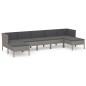 vidaXL 7-tlg. Garten-Lounge-Set mit Auflagen Poly Rattan Grau vidaXL 7-tlg. Garten-Lounge-Set mit Auflagen Poly Rattan Grau