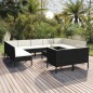 vidaXL 12-tlg. Garten-Lounge-Set mit Auflagen Poly Rattan Schwarz vidaXL 12-tlg. Garten-Lounge-Set mit Auflagen Poly Rattan Schwarz