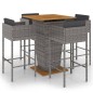 vidaXL 5-tlg. Gartenbar-Set mit Kissen Poly Rattan Grau vidaXL 5-tlg. Gartenbar-Set mit Kissen Poly Rattan Grau