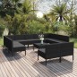 vidaXL 12-tlg. Garten-Lounge-Set mit Auflagen Poly Rattan Schwarz vidaXL 12-tlg. Garten-Lounge-Set mit Auflagen Poly Rattan Schwarz