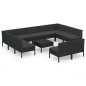 vidaXL 12-tlg. Garten-Lounge-Set mit Auflagen Poly Rattan Schwarz vidaXL 12-tlg. Garten-Lounge-Set mit Auflagen Poly Rattan Schwarz