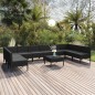 vidaXL 11-tlg. Garten-Lounge-Set mit Auflagen Poly Rattan Schwarz vidaXL 11-tlg. Garten-Lounge-Set mit Auflagen Poly Rattan Schwarz
