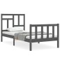 vidaXL Massivholzbett mit Kopfteil Grau 90x200 cm vidaXL Massivholzbett mit Kopfteil Grau 90x200 cm