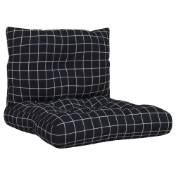 vidaXL Palettenkissen 2 Stk. Schwarz Karomuster Oxford-Gewebe