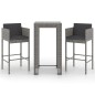 vidaXL 3-tlg. Gartenbar-Set mit Kissen Poly Rattan Grau vidaXL 3-tlg. Gartenbar-Set mit Kissen Poly Rattan Grau