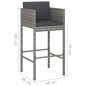 vidaXL 3-tlg. Gartenbar-Set mit Kissen Poly Rattan Grau vidaXL 3-tlg. Gartenbar-Set mit Kissen Poly Rattan Grau