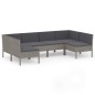 vidaXL 6-tlg. Garten-Lounge-Set mit Auflagen Poly Rattan Grau vidaXL 6-tlg. Garten-Lounge-Set mit Auflagen Poly Rattan Grau