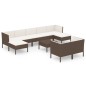 vidaXL 10-tlg. Garten-Lounge-Set mit Auflagen Poly Rattan Braun vidaXL 10-tlg. Garten-Lounge-Set mit Auflagen Poly Rattan Braun