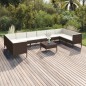 vidaXL 11-tlg. Garten-Lounge-Set mit Auflagen Poly Rattan Braun vidaXL 11-tlg. Garten-Lounge-Set mit Auflagen Poly Rattan Braun