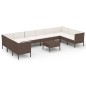 vidaXL 11-tlg. Garten-Lounge-Set mit Auflagen Poly Rattan Braun vidaXL 11-tlg. Garten-Lounge-Set mit Auflagen Poly Rattan Braun