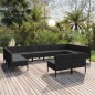vidaXL 12-tlg. Garten-Lounge-Set mit Auflagen Poly Rattan Schwarz vidaXL 12-tlg. Garten-Lounge-Set mit Auflagen Poly Rattan Schwarz