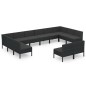 vidaXL 12-tlg. Garten-Lounge-Set mit Auflagen Poly Rattan Schwarz vidaXL 12-tlg. Garten-Lounge-Set mit Auflagen Poly Rattan Schwarz