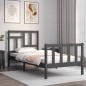 vidaXL Massivholzbett mit Kopfteil Grau 90x200 cm vidaXL Massivholzbett mit Kopfteil Grau 90x200 cm
