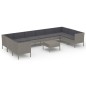 vidaXL 11-tlg. Garten-Lounge-Set mit Auflagen Poly Rattan Grau vidaXL 11-tlg. Garten-Lounge-Set mit Auflagen Poly Rattan Grau