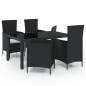 vidaXL 5-tlg. Garten-Essgruppe mit Kissen Poly Rattan Schwarz vidaXL 5-tlg. Garten-Essgruppe mit Kissen Poly Rattan Schwarz