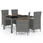 vidaXL 5-tlg. Garten-Essgruppe mit Kissen Poly Rattan Grau vidaXL 5-tlg. Garten-Essgruppe mit Kissen Poly Rattan Grau
