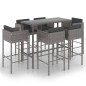 vidaXL 7-tlg. Gartenbar-Set mit Kissen Poly Rattan Grau vidaXL 7-tlg. Gartenbar-Set mit Kissen Poly Rattan Grau